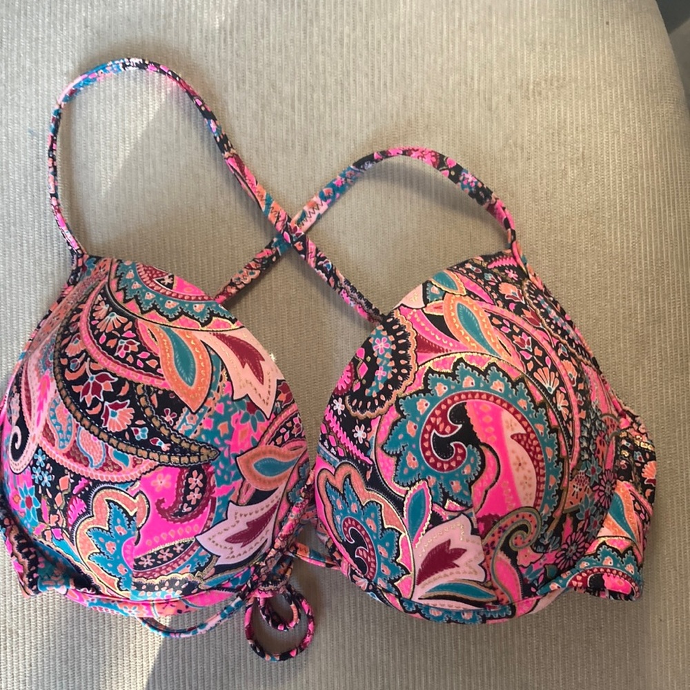 Shade & Shore Pink Paisley Push-Up Bikini Top